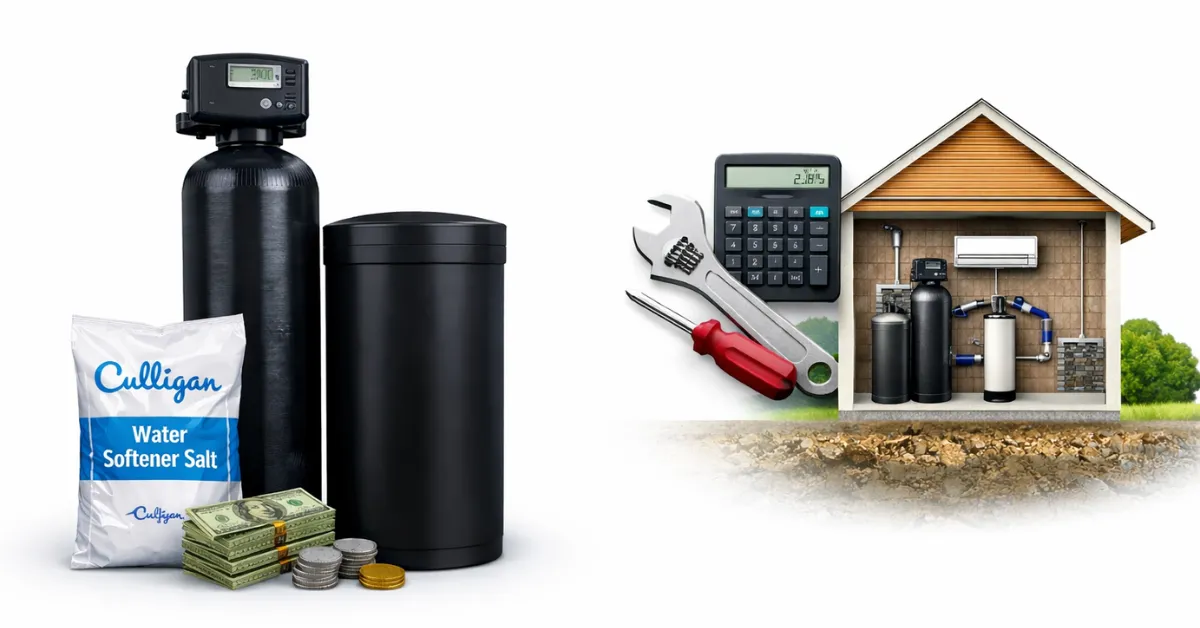 cost of a culligan water softener system with salt bag tools calculator and home setup display unit